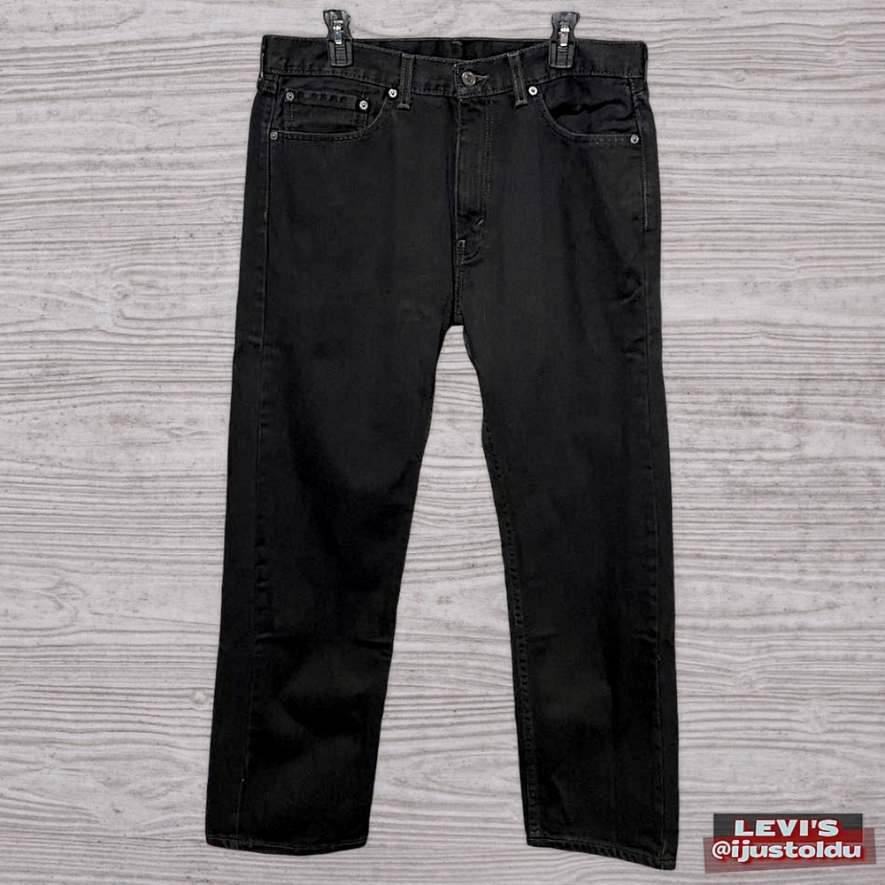 Levi's 505 Men's Regular Fit Straight Leg Black Denim Jeans | Size W36″ - L30″ - Picture 7 of 16